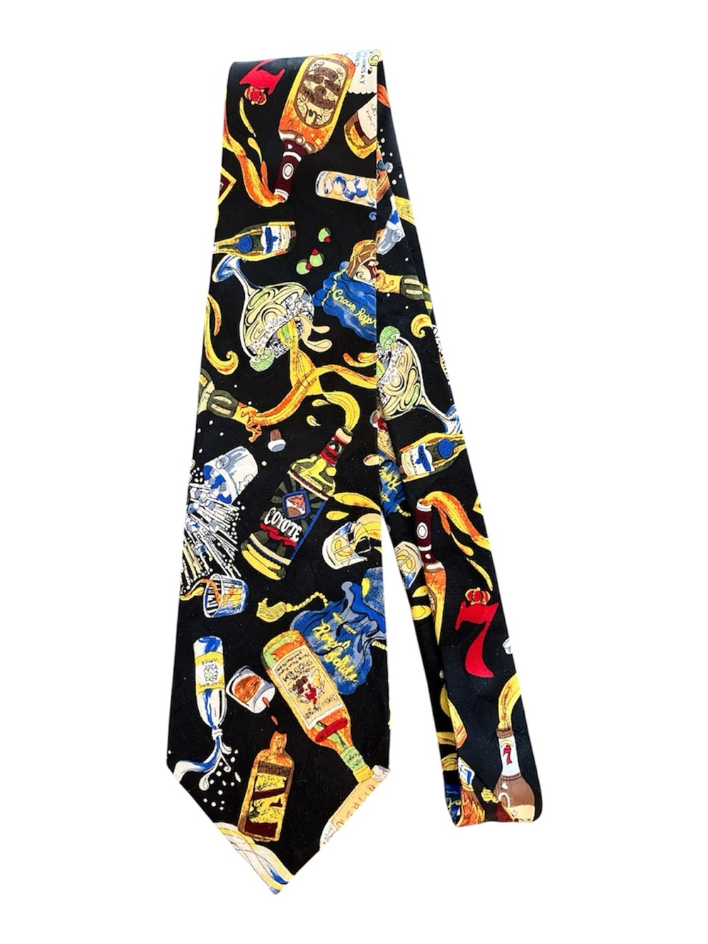 Vintage 1992 Nicole Miller Silk Tie Joseph Seagram Liquor Drinks Novelty